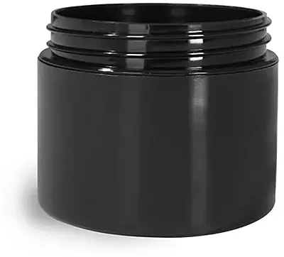 2 oz Black Polypropylene Double Wall Straight Sided Jars (Bulk), Caps Not Included