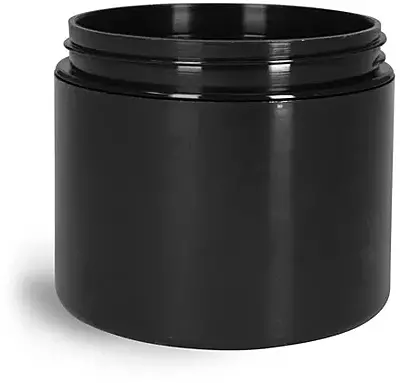 8 oz Black Polypropylene Double Wall Straight Sided Jars (Bulk), Caps Not Included