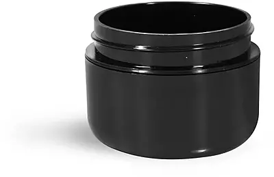 1 oz Plastic Jars, Black Polypropylene Double Wall Radius Jars (Bulk) Caps NOT Included