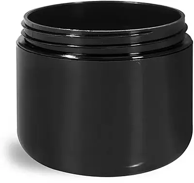 4 oz Plastic Jars, Black Polypropylene Double Wall Radius Jars (Bulk) Caps NOT Included