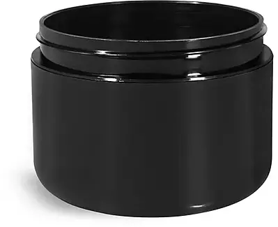 8 oz Plastic Jars, Black Polypropylene Double Wall Radius Jars (Bulk) Caps NOT Included