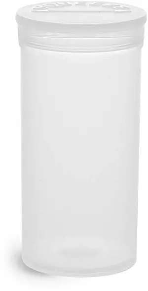13 Dram Hinge Top Containers, Natural Polypropylene Plastic Pop Top Vials