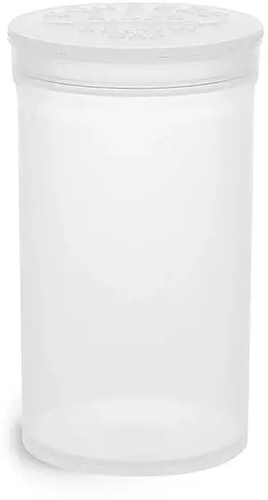 19 Dram Hinge Top Containers, Natural Polypropylene Plastic Pop Top Vials