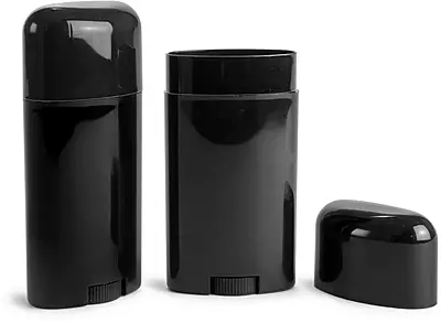2.65 oz Black Polypropylene Deodorant Tubes w/ Black Caps