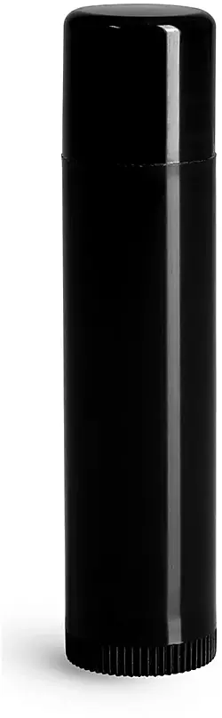 .15 oz Black Polypropylene Lip Balm Tubes w/ Caps