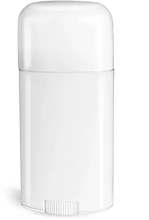 2.65 oz White Polypropylene Oval Deodorant Tubes w/ White Caps