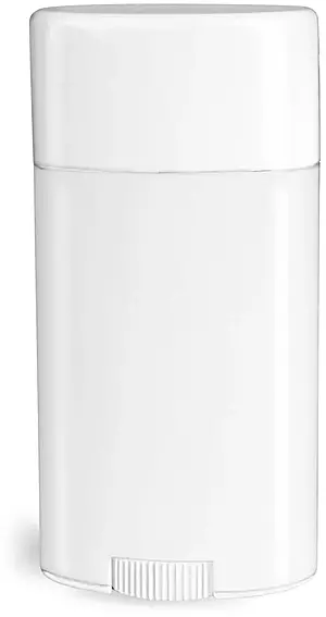 2.65 oz Plastic Tubes, White Polypropylene Deodorant Tubes w/ Flat White Caps