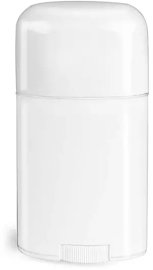 1.76 oz White Polypropylene Oval Deodorant Tubes w/ White Caps