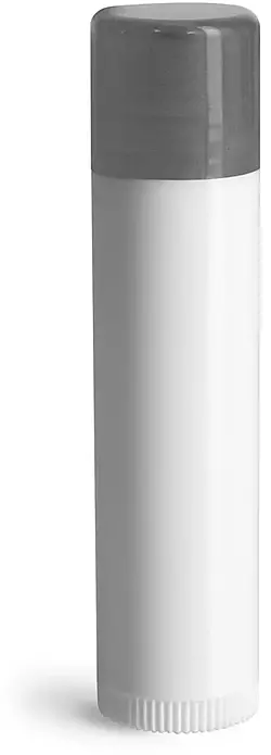.15 oz White Polypropylene Lip Balm Tubes w/ Silver Caps