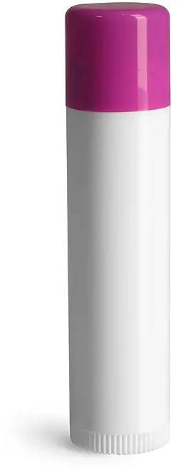 .15 oz White Polypropylene Lip Balm Tubes w/ Purple Caps