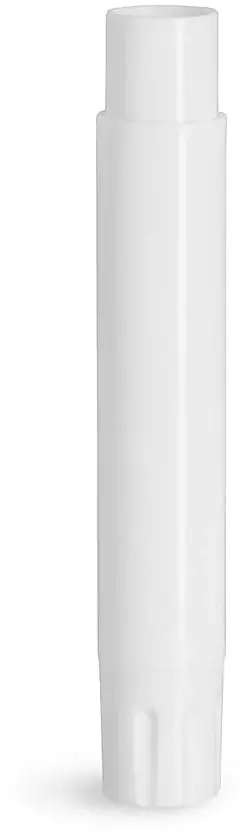 .07 oz White White Polypropylene Slim Line Lip Balm Tubes (Bulk), Caps Not Included