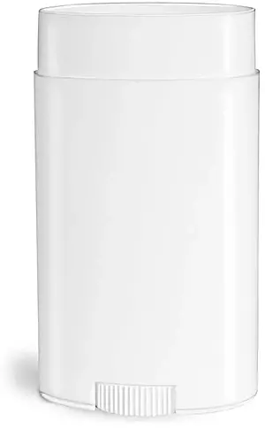 2.65 oz White Polypropylene Oval Deodorant Tubes (Bulk), Caps NOT Included