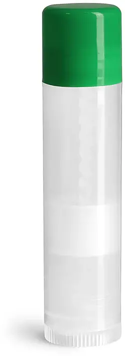 .15 oz Natural Polypropylene Lip Balm Tubes w/ Green Caps
