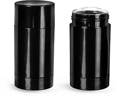 75 gram Black Styrene Twist Up Deodorant Tubes w/ Black Screw Caps and Discs