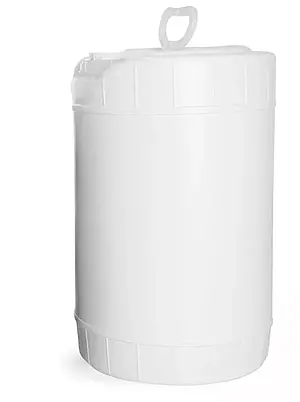 6 gal White HDPE Plastic Round Drums (Bulk), Caps Not Included