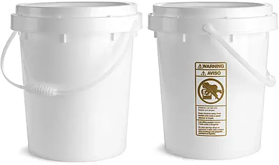 6 gal White Twist and Lock Pails w/ Plastic Handles
