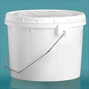 64 oz White HDPE Vapor Lock Pails w/ Metal Handles