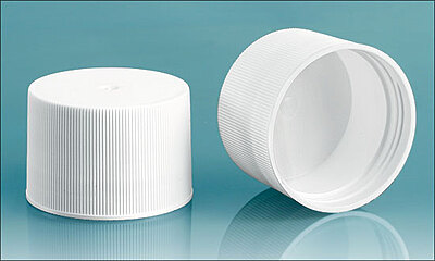 White Polypropylene Ribbed Screw Caps for Push Up Deodorant Containers