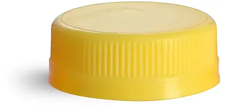 38 mm Yellow Plastic Caps, Ribbed Polypropylene Tamper Evident Caps
