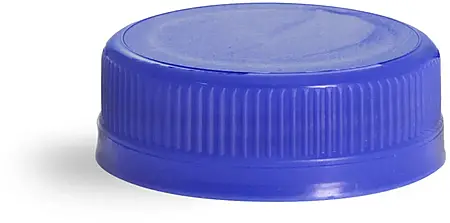 38 mm Blue Plastic Caps, Ribbed Polypropylene Tamper Evident Caps