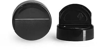 38/400 Dispensing Caps, Black Polypropylene Spice Caps w/ Pressure Sensitive Liners