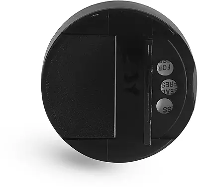 48/485 Black Polypropylene Spice Caps w/ Pressure Sensitive Liners