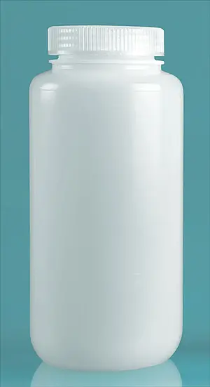 1000 ml Natural HDPE Leak Proof Wide Mouth Round Bottles w/ Screw Caps