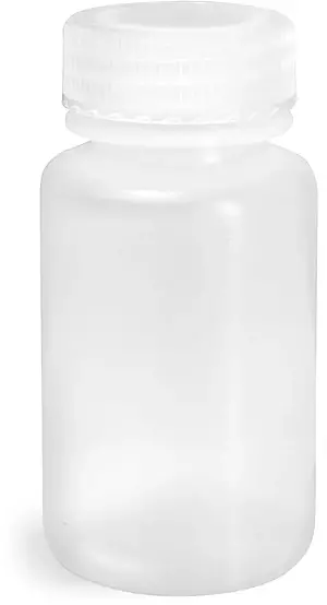 125 ml Natural Polypropylene Leak Proof Wide Mouth Water Bottles w/ Screw Caps