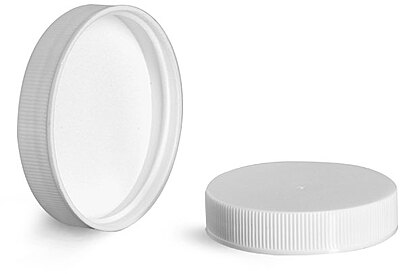28/400 Plastic Caps, White Polypropylene Ribbed PE Lined Caps