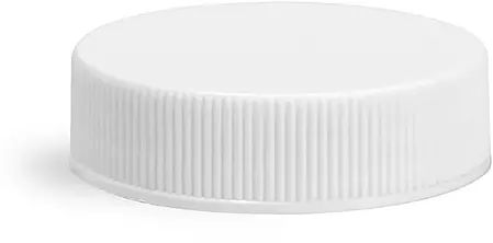 28/400 White Polypropylene Ribbed Caps w/ Foam Induction Liners