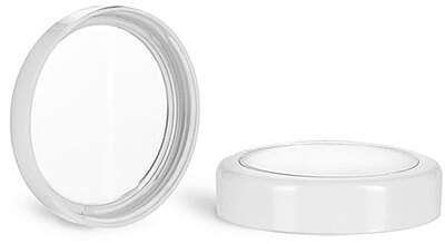 1/2 oz Plastic Caps, Smooth White UF Plastic Caps w/ Clear Windows