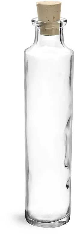 4 oz      Clear Glass Tall Cylinder Bottles w/ Corks