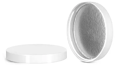 70/400 Plastic Caps, White Polypropylene Smooth Caps w/ Induction Liner