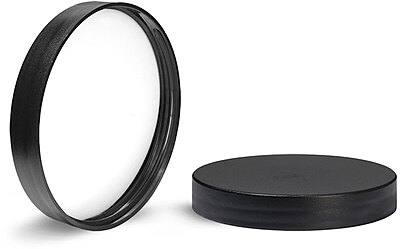 89/400 Plastic Caps, Frosted Black Polypropylene Smooth Lined Caps