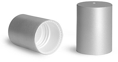 16 mm Plastic Caps, Brushed Aluminum Polypropylene Caps for 0.35 oz Roll On Containers