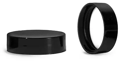 58/400 Plastic Caps, Black Polypropylene Smooth Lined Caps