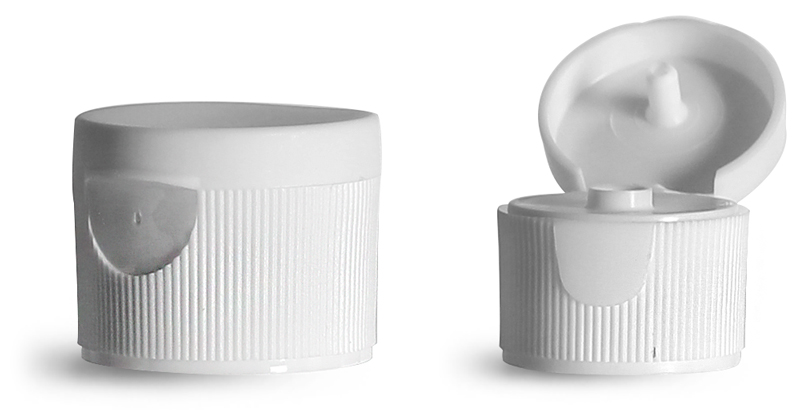 20/410 White Polypropylene Ribbed Snap Top Caps