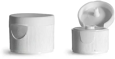 24/410 Dispensing Caps, White Ribbed Snap Top Caps