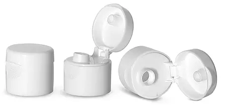 24/410 White Polypropylene Smooth Snap Top Caps