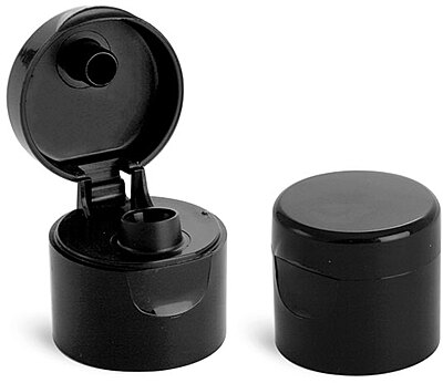 24/410 Dispensing Caps, Black Smooth Snap Top Caps