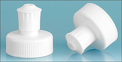 28/400 White Polypropylene Base Pull/Push Cap w/ White PE Spout
