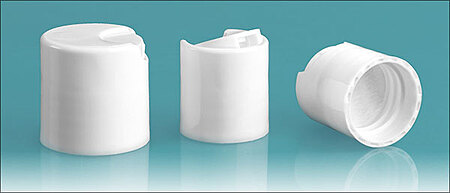 24/410 White Polypropylene Disc Top Caps w/ PS22 Liners