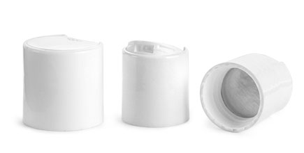 20/410 White Polypropylene Disc Top Caps w/ Induction Liners