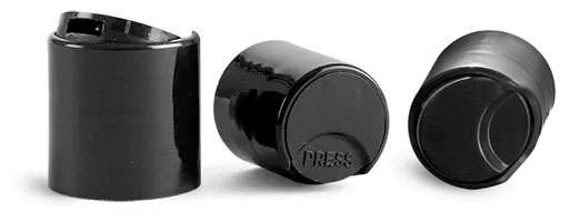 20/410 Black Polypropylene Disc Top Caps