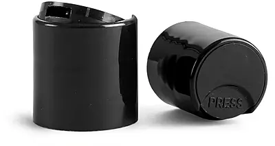 24/410 Black Smooth Polypropylene Disc Top Caps