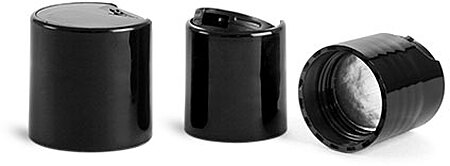 20/410 Black Polypropylene Disc Top Caps w/ Induction Liners