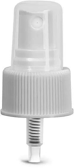 White Ribbed, 24/410, 6 1/4 inch tube  Sprayers, White Polypropylene Fine Mist Sprayer, Natural Hood