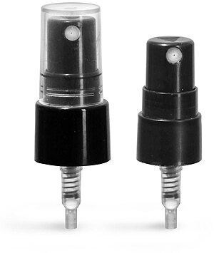 12 mm, 13 mm Tube Sprayers, Smooth Black PP Mini Fine Mist Sprayers w/ Clear Styrene Hoods