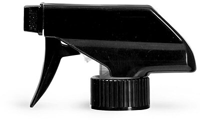28/400, 8 3/4 Tube Plastic Caps, Black Polypropylene Trigger Sprayers