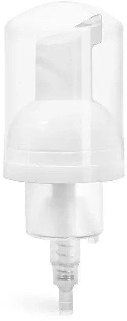 43 mm White Polypropylene Foamer Pump w/ Clear Hood